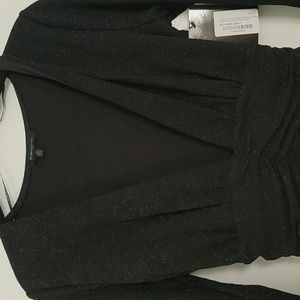 Black Glitter Deep V Plunge Dress